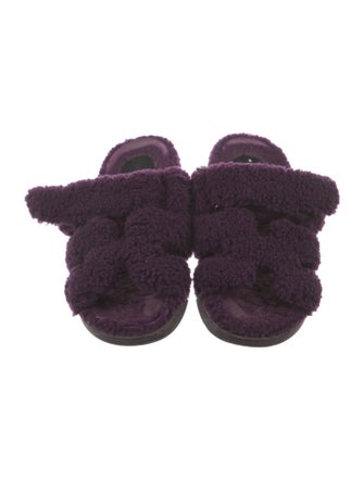 Hermès H Logo Shearling Slides