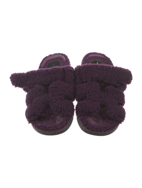 Hermès H Logo Shearling Slides