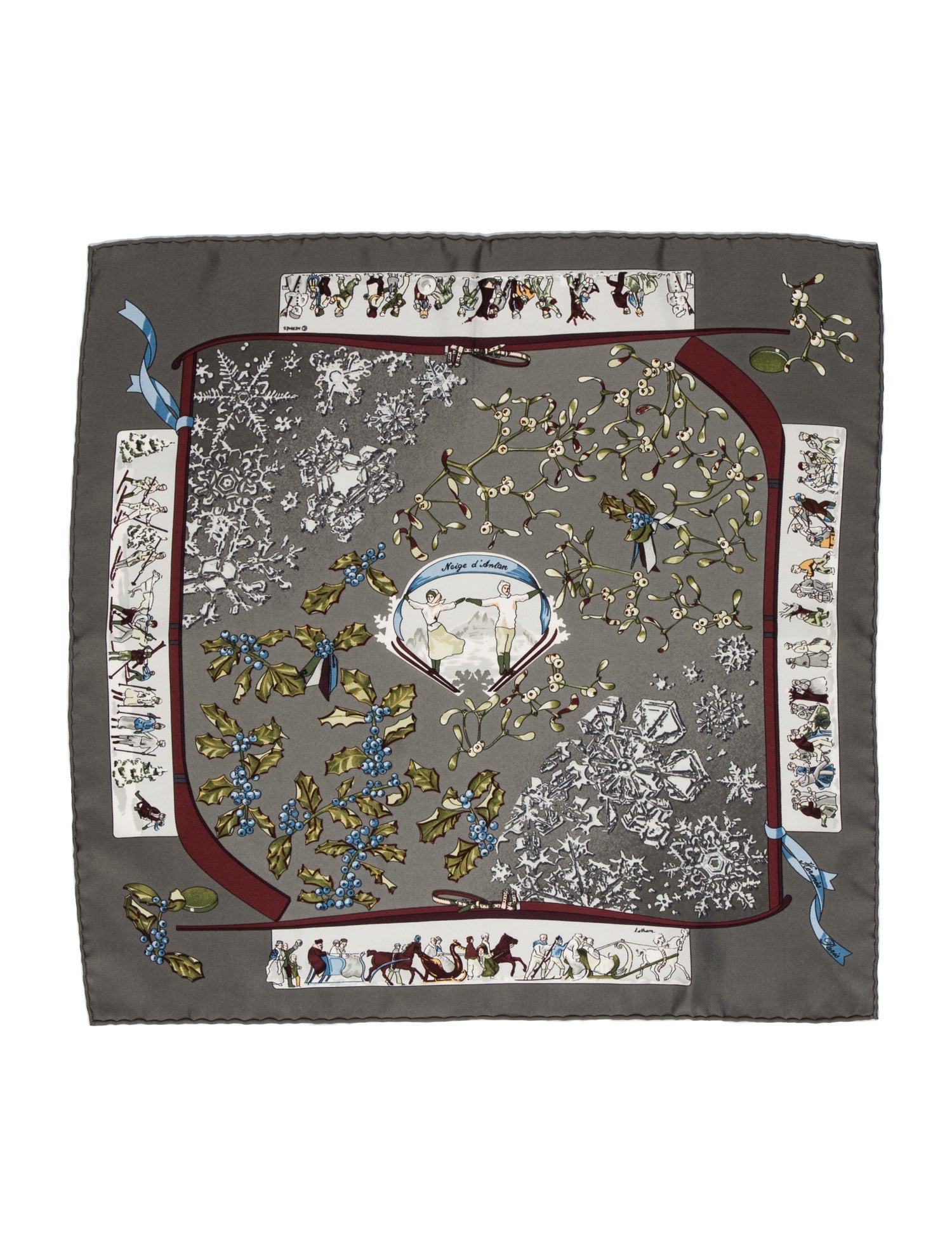 Hermès Neige d'Antan Pocket Square Silk Scarf