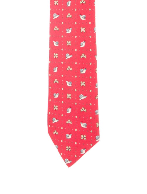 Hermès Escargot Trèfle Silk Tie