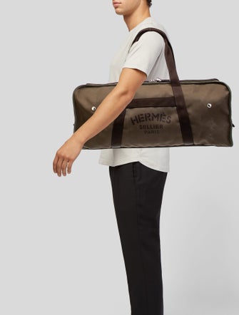 Hermès Toile Groom Boot And Helmet Bag