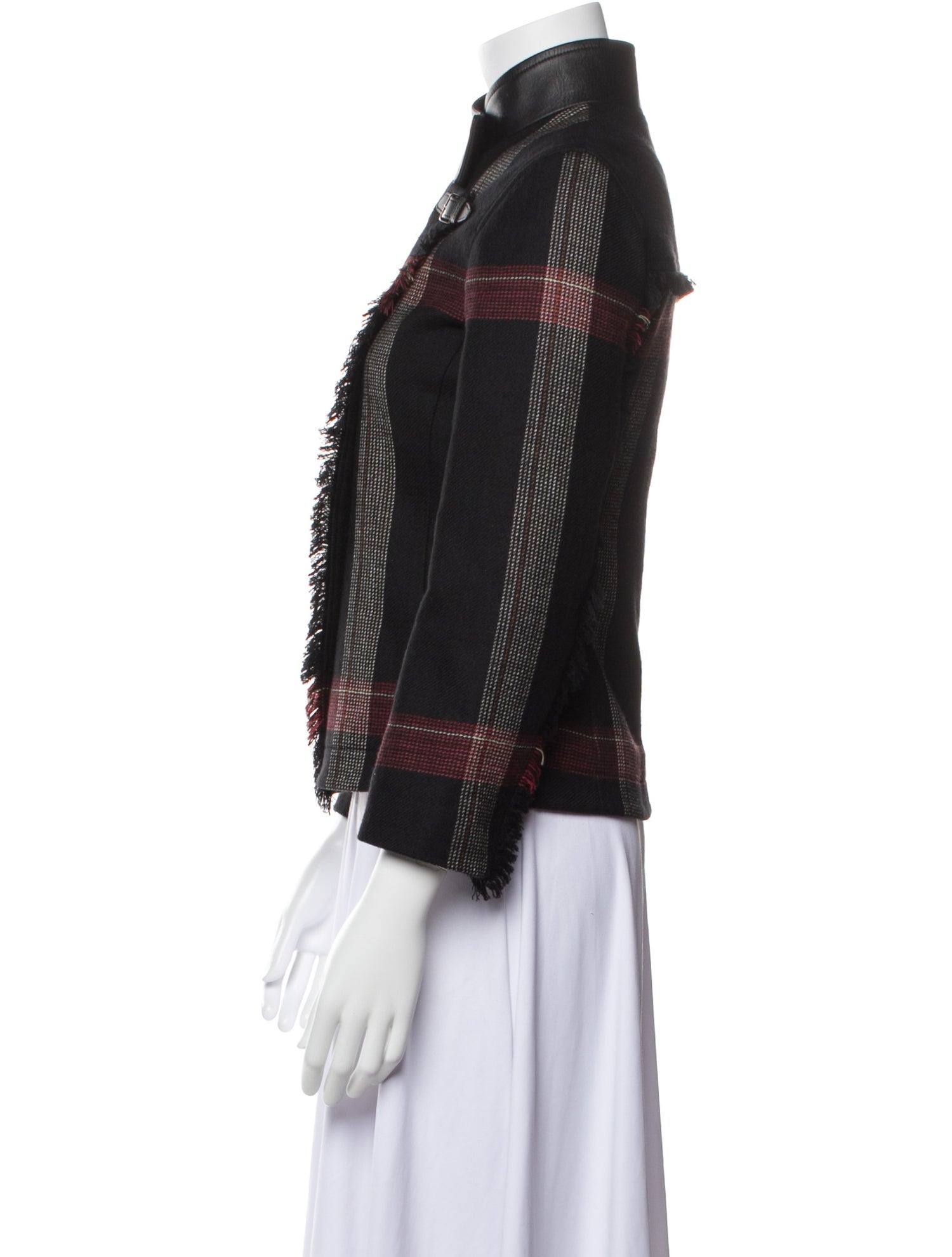 Hermès Wool Plaid Print Biker Jacket