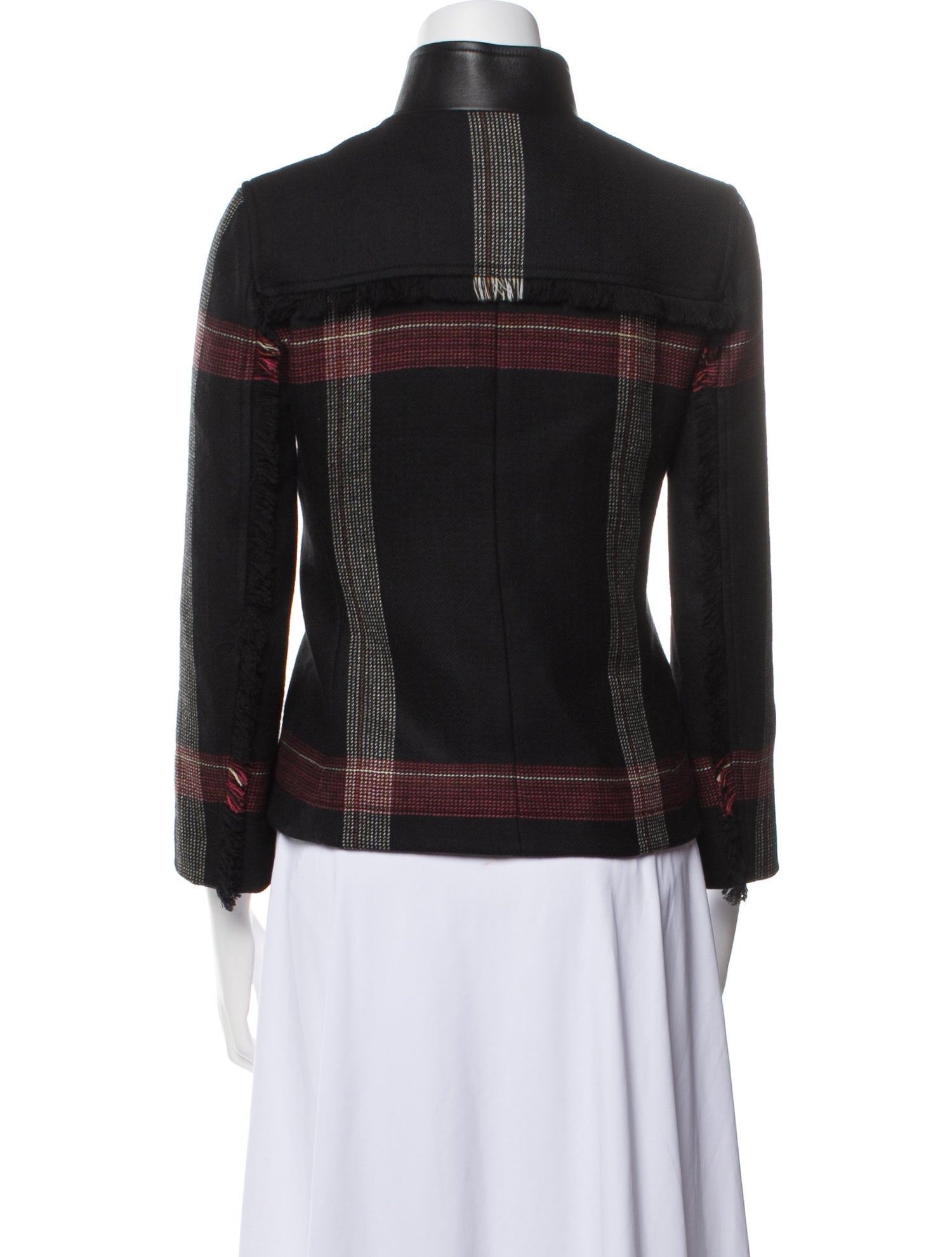 Hermès Wool Plaid Print Biker Jacket