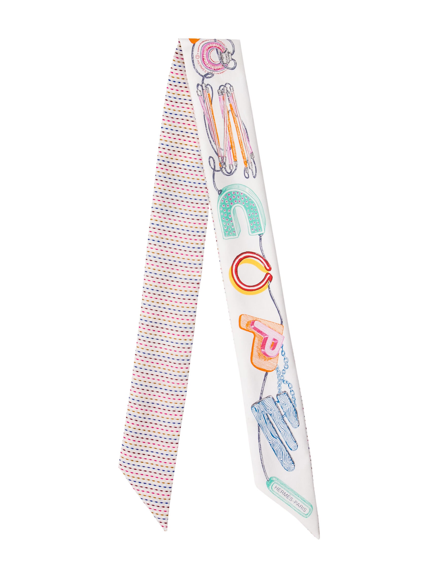 Hermès Chevaloscope Neon Silk Twilly Scarf