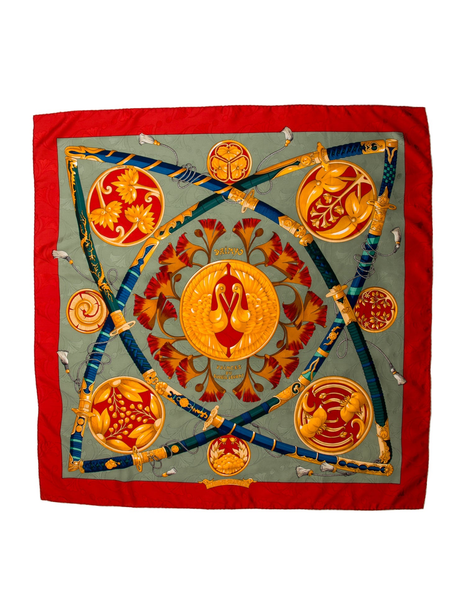 Hermès Daïmyo Princes du Soleil Levant Jacquard Silk Scarf