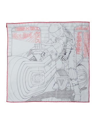 Hermès Mysterious Rider Pocket Square Silk Scarf