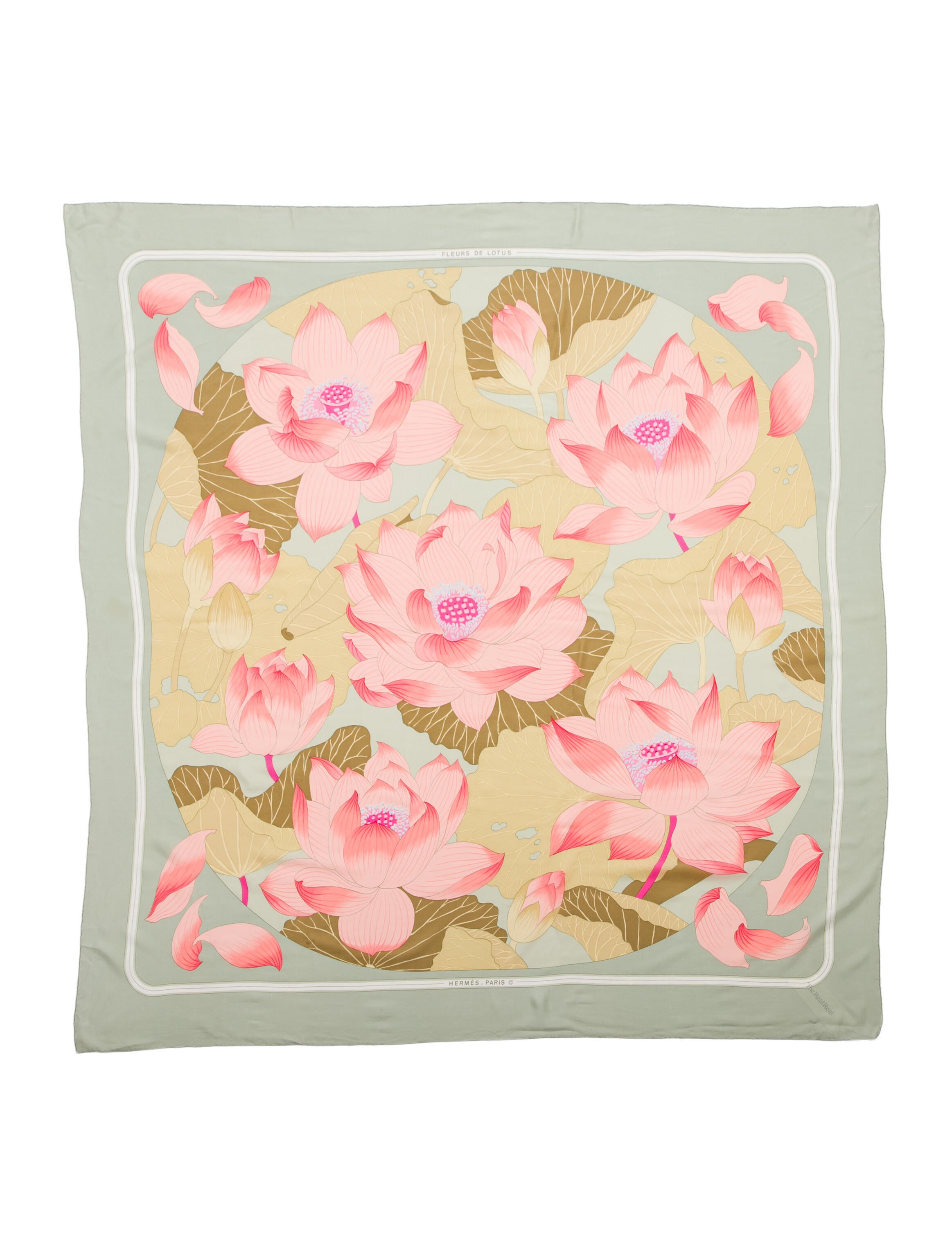 Hermès Fleurs de Lotus Mousseline Silk Shawl