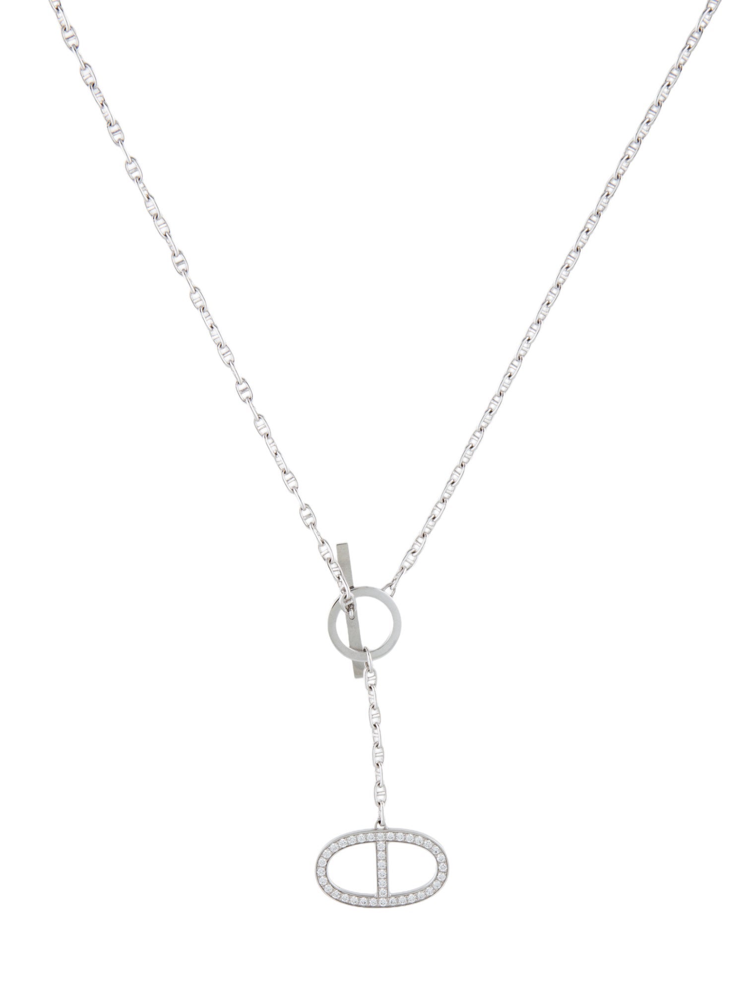 Hermès 18K Diamond Chaine d'Ancre Contour Pendant, Large Model