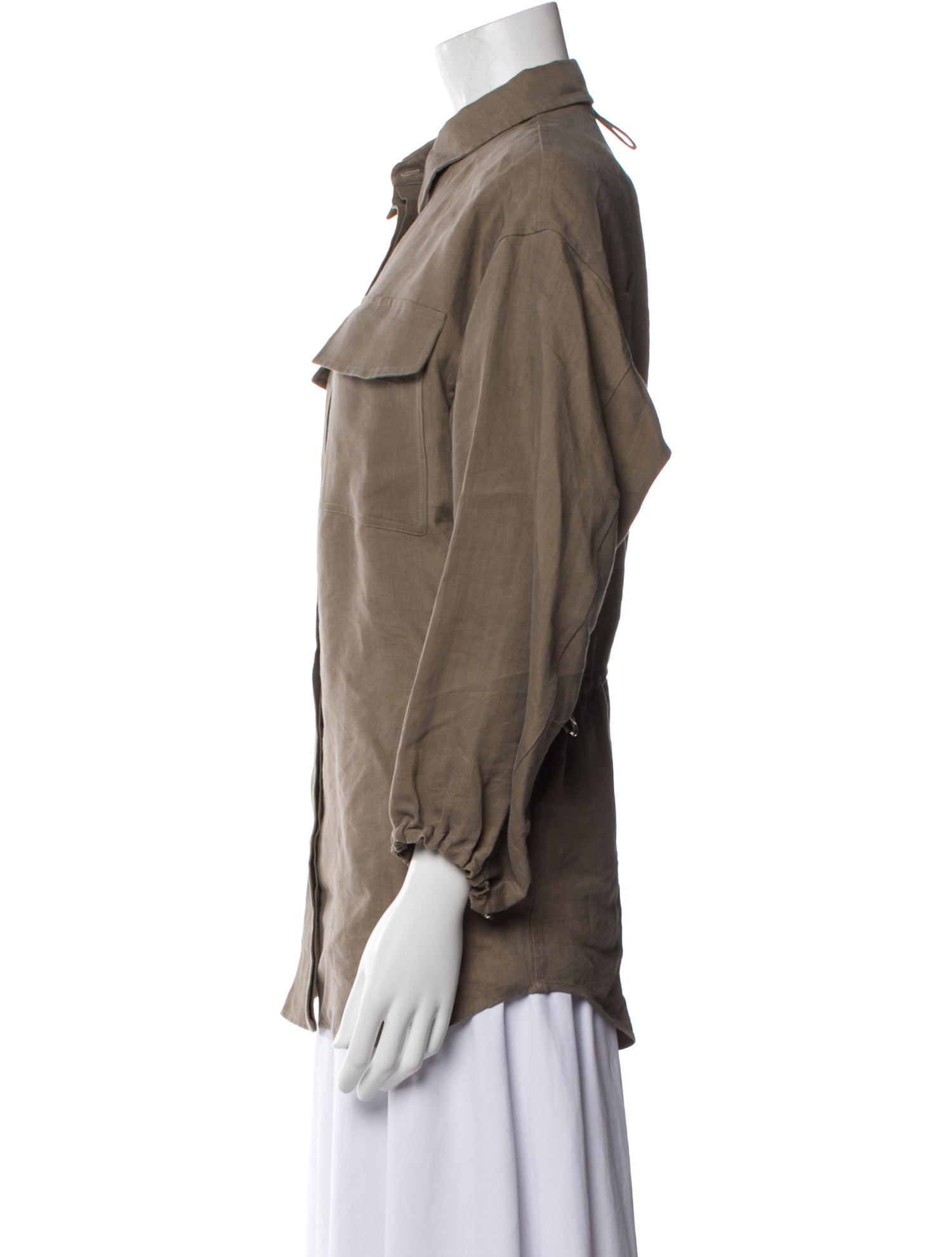 Hermès Linen Three-Quarter Sleeve Button-Up Top