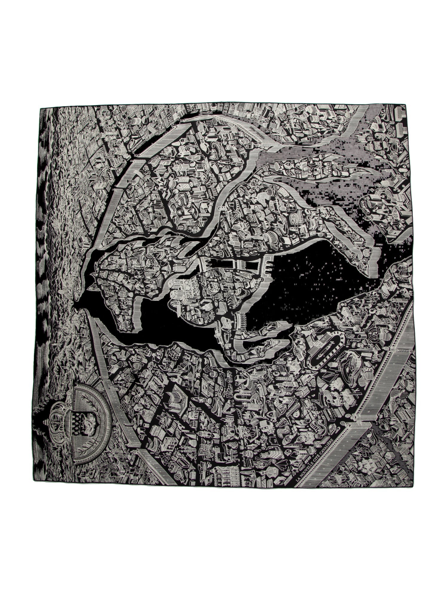 Hermès Embroidered La Cite Cavaliere la Nuit Silk Scarf