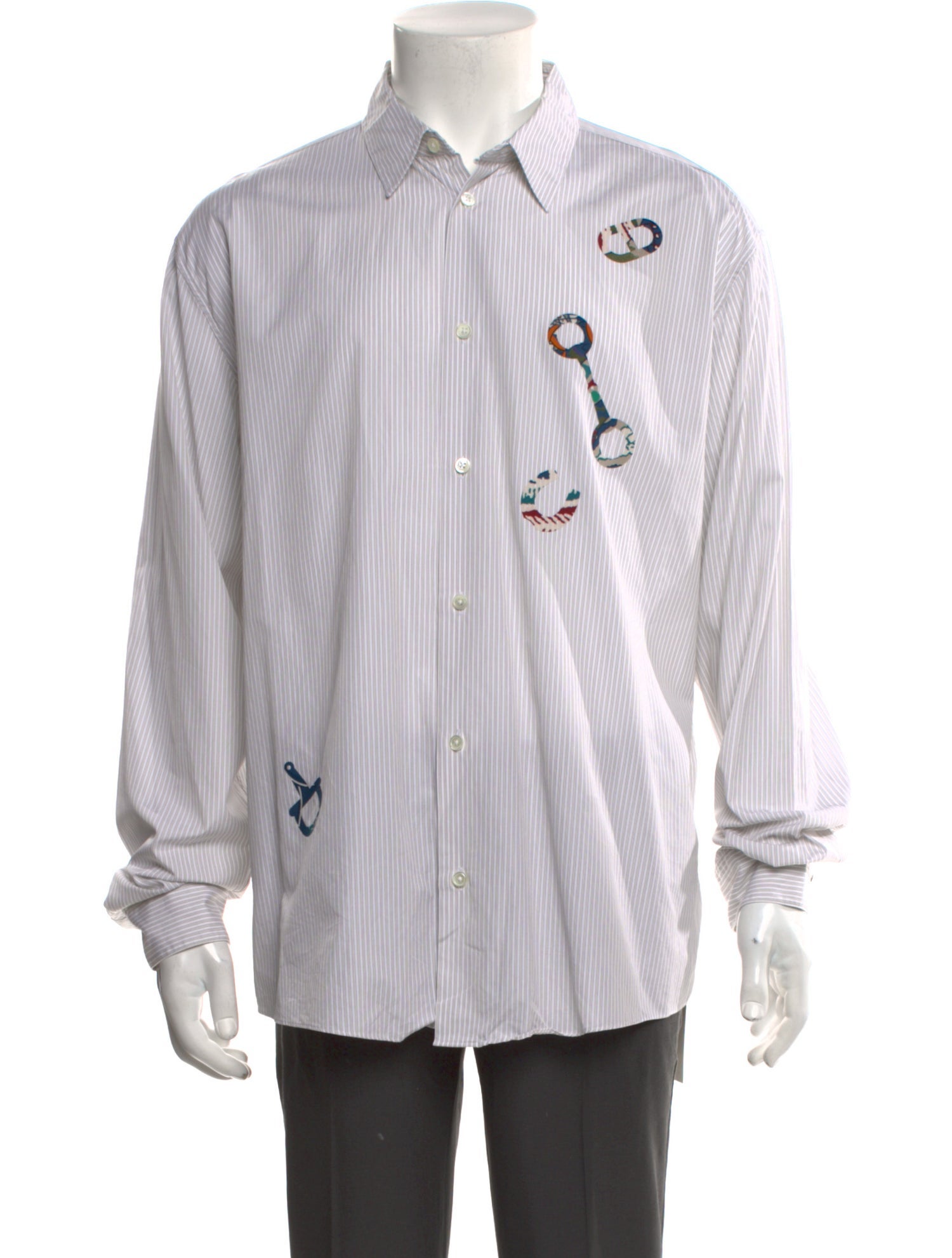 Hermès Patch Striped Dress Shirt