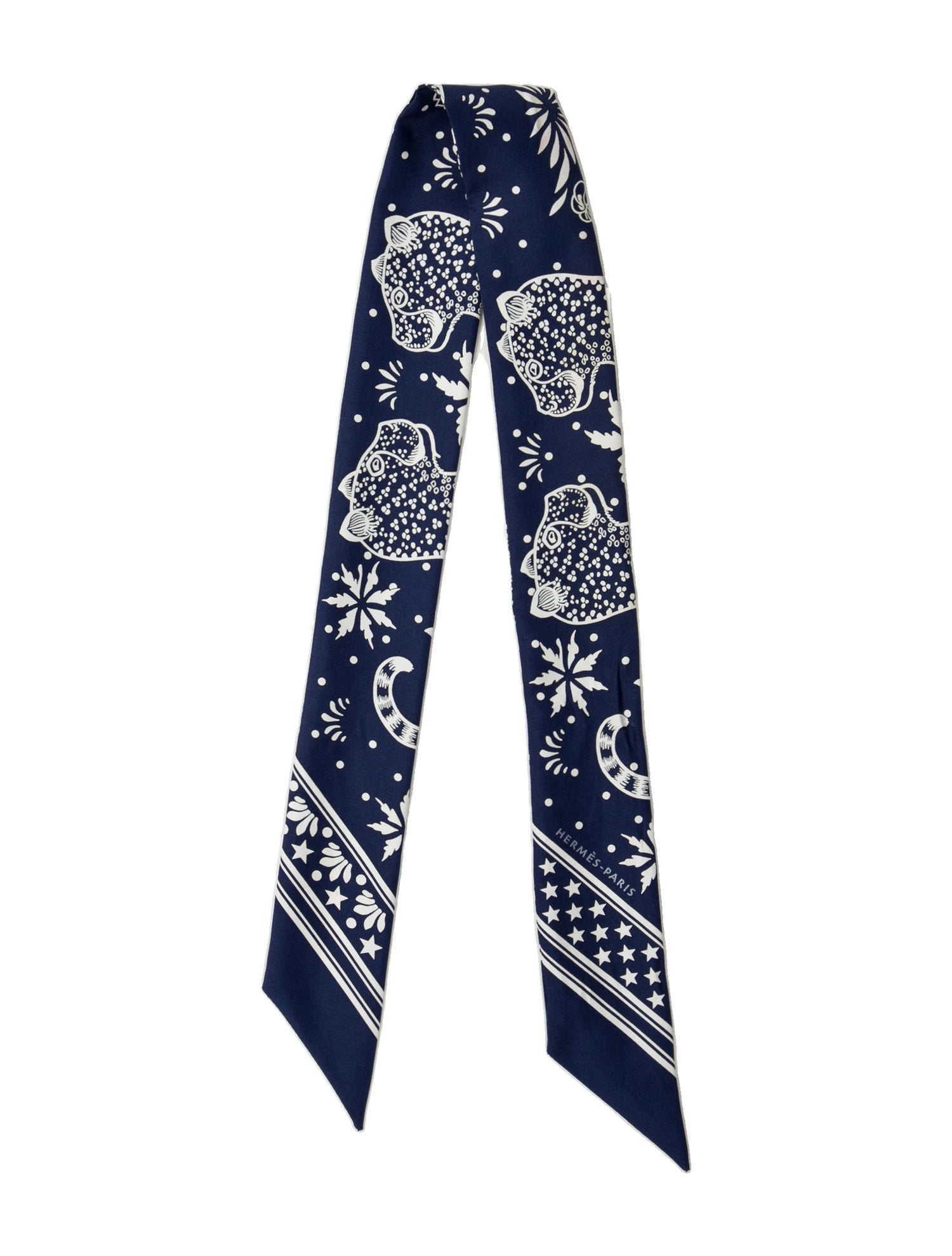 Hermès Les Léopards Silk Twilly Scarf