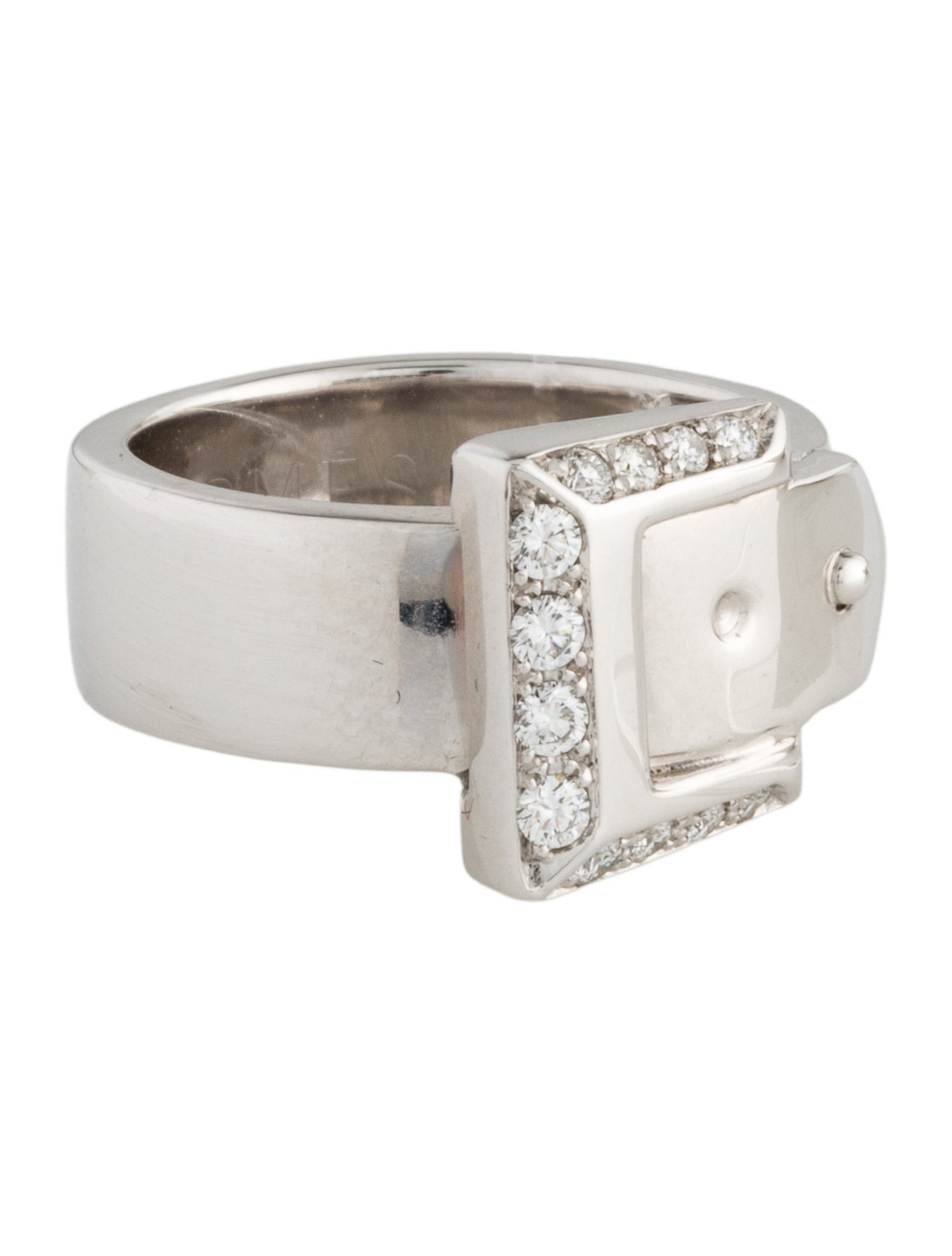 Hermès Vintage 18K Diamond Buckle Ring