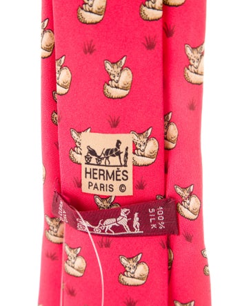 Hermès Fennec Fox Silk Printed Tie