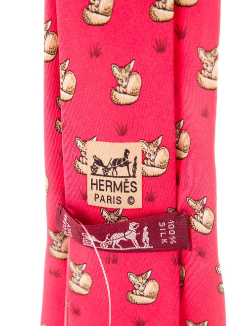Hermès Fennec Fox Silk Printed Tie