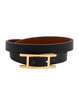Hermès Leather Behapi Double Tour Wrap Bracelet