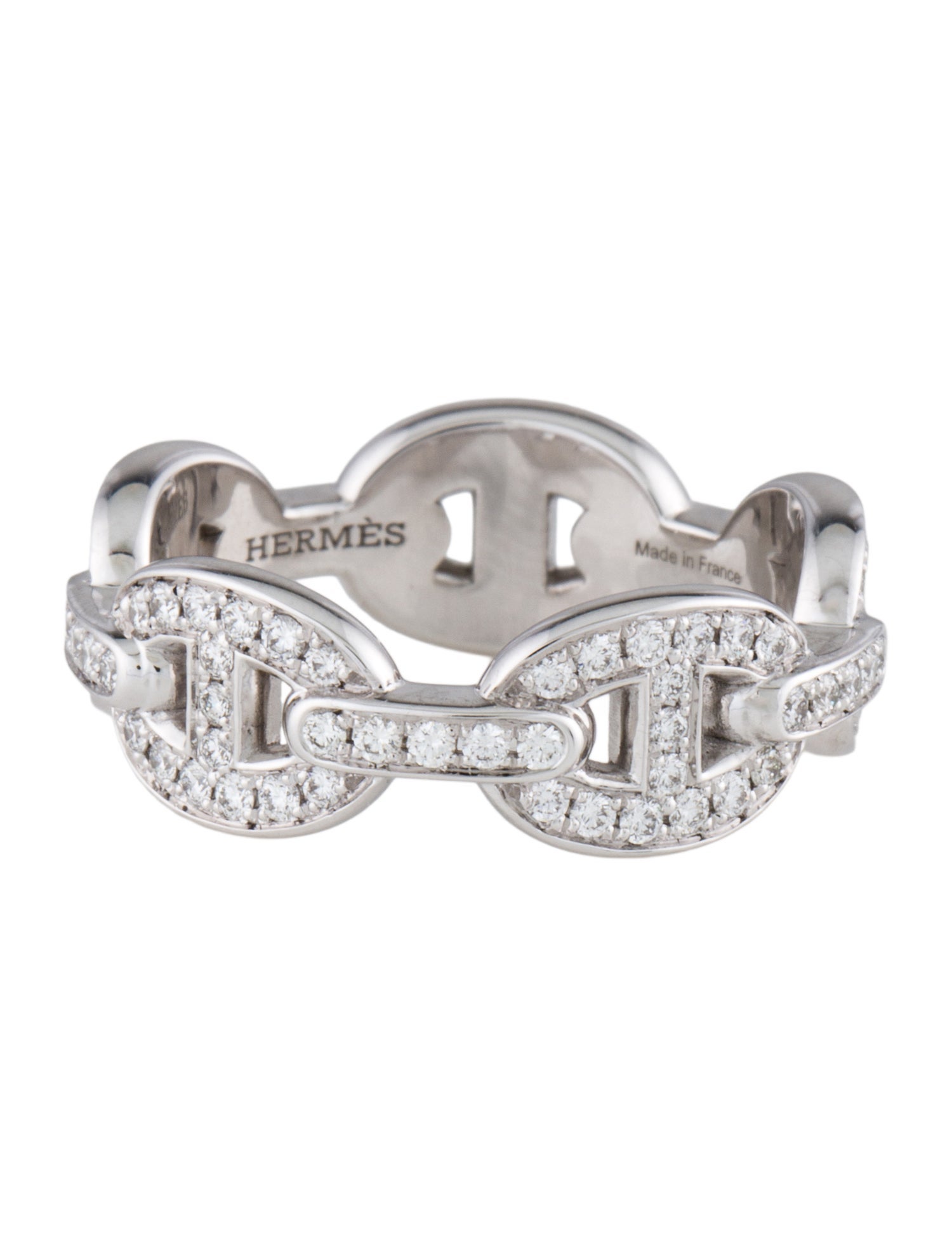 Hermès 18K Diamond Chaine d'Ancre Enchainee Ring, Small Model