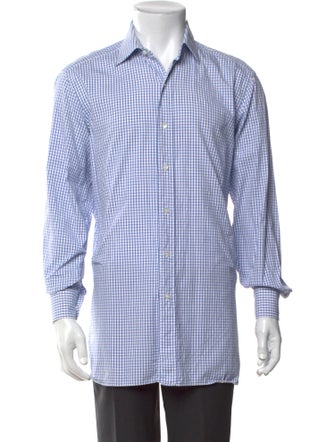 Hermès Plaid Print Long Sleeve Dress Shirt
