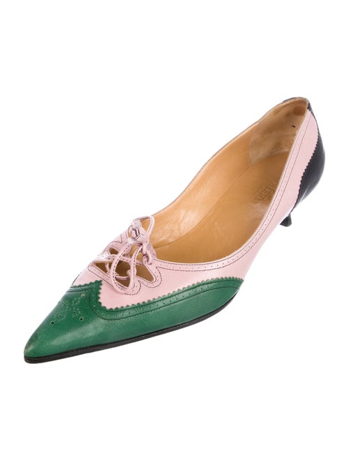 Hermès Leather Colorblock Pattern Slingback Pumps