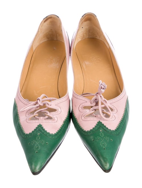 Hermès Leather Colorblock Pattern Slingback Pumps