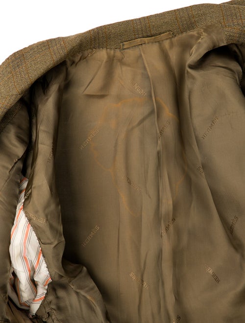 Hermès Wool Plaid Print Blazer