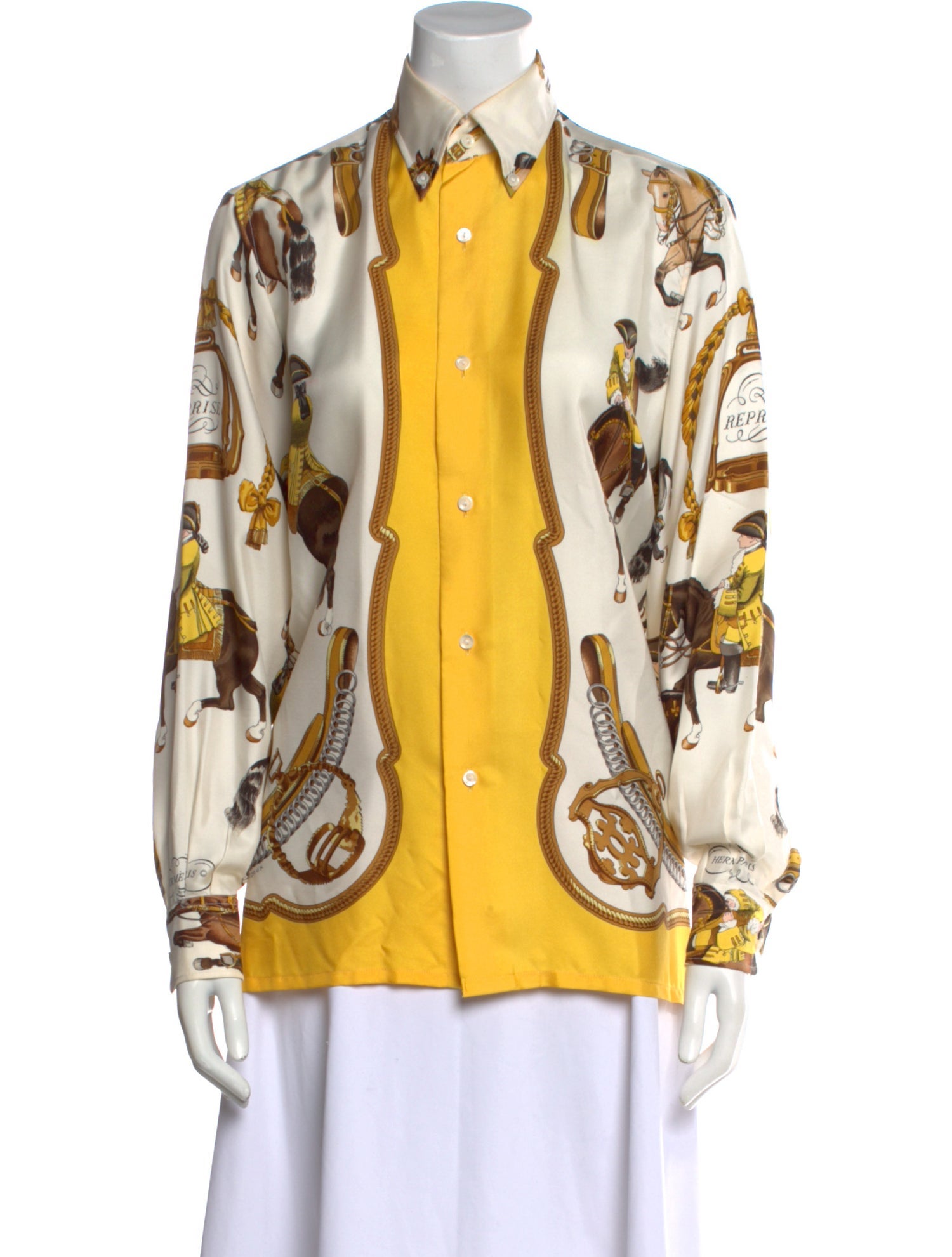 Hermès Late 1980's - Early 1990's Reprise Button-Up Top