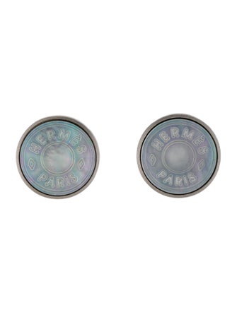 Hermès Mother Of Pearl Clou de Selle Clip-On Earrings