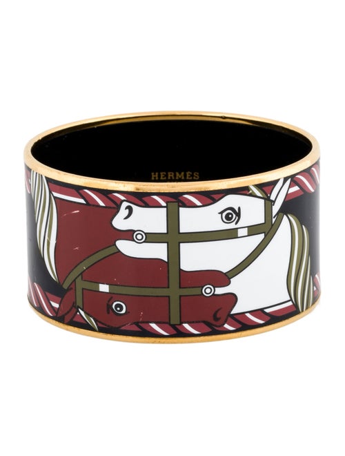 Hermès Extra Wide Enamel Bangle Bracelet