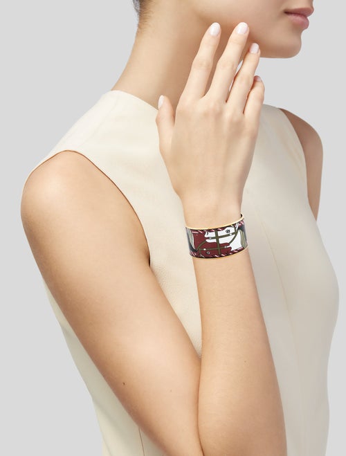 Hermès Extra Wide Enamel Bangle Bracelet