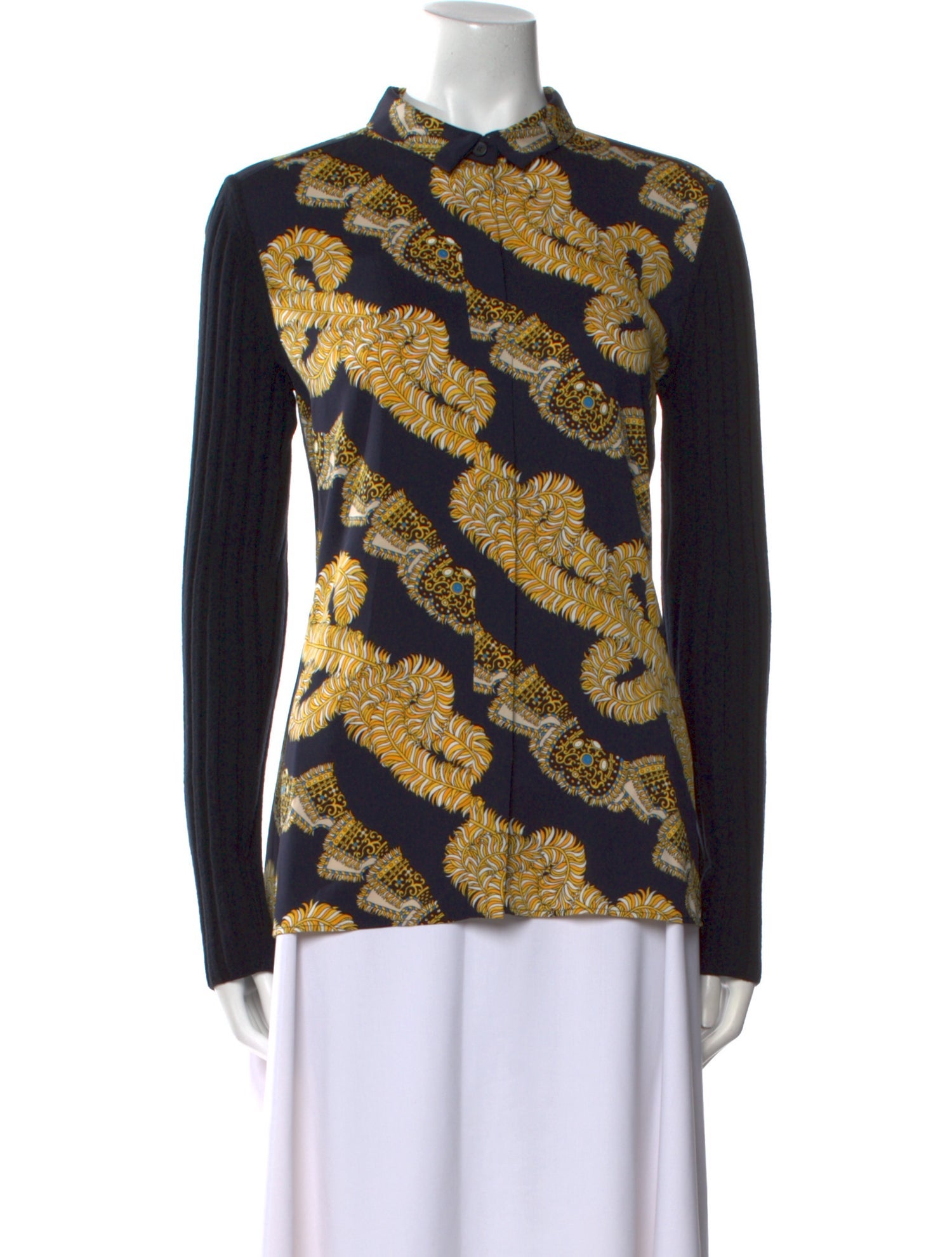 Hermès Silk Printed Button-Up Top