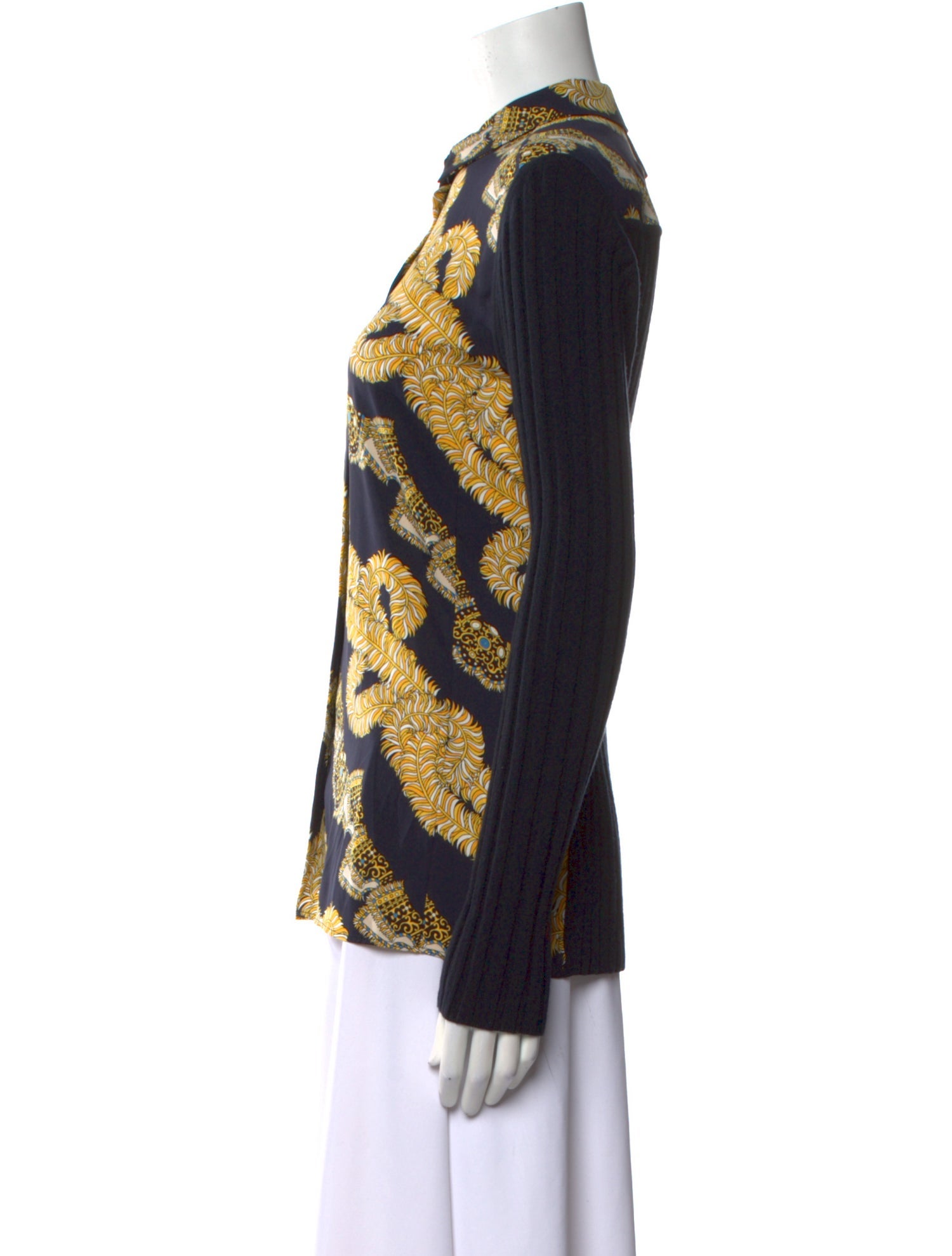 Hermès Silk Printed Button-Up Top