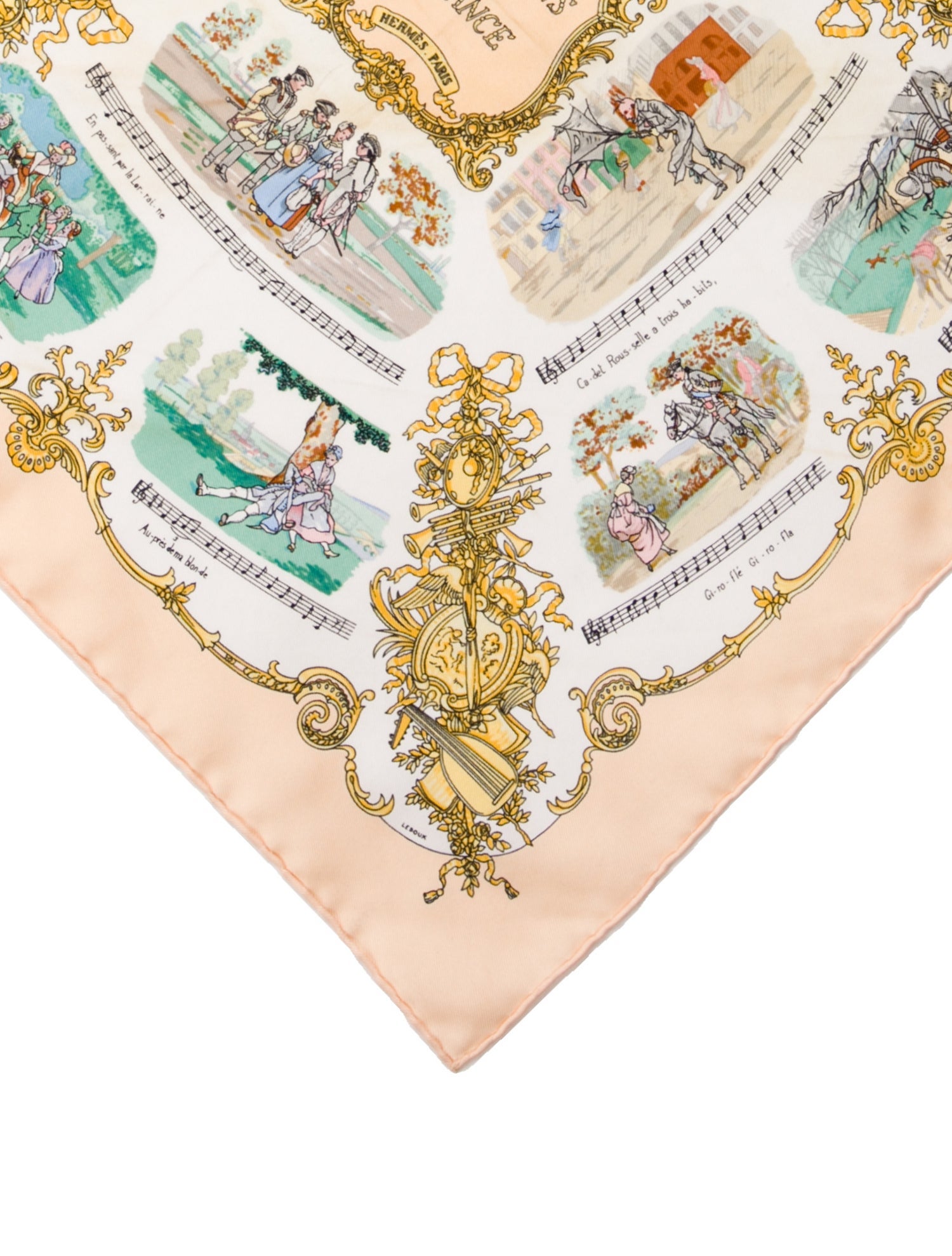 Hermès Chansons De France Pocket Square Silk Scarf