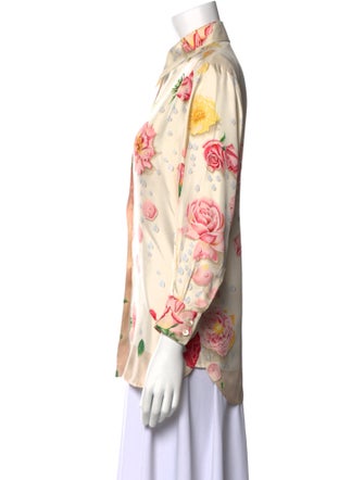 Hermès Silk Floral Print Button-Up Top