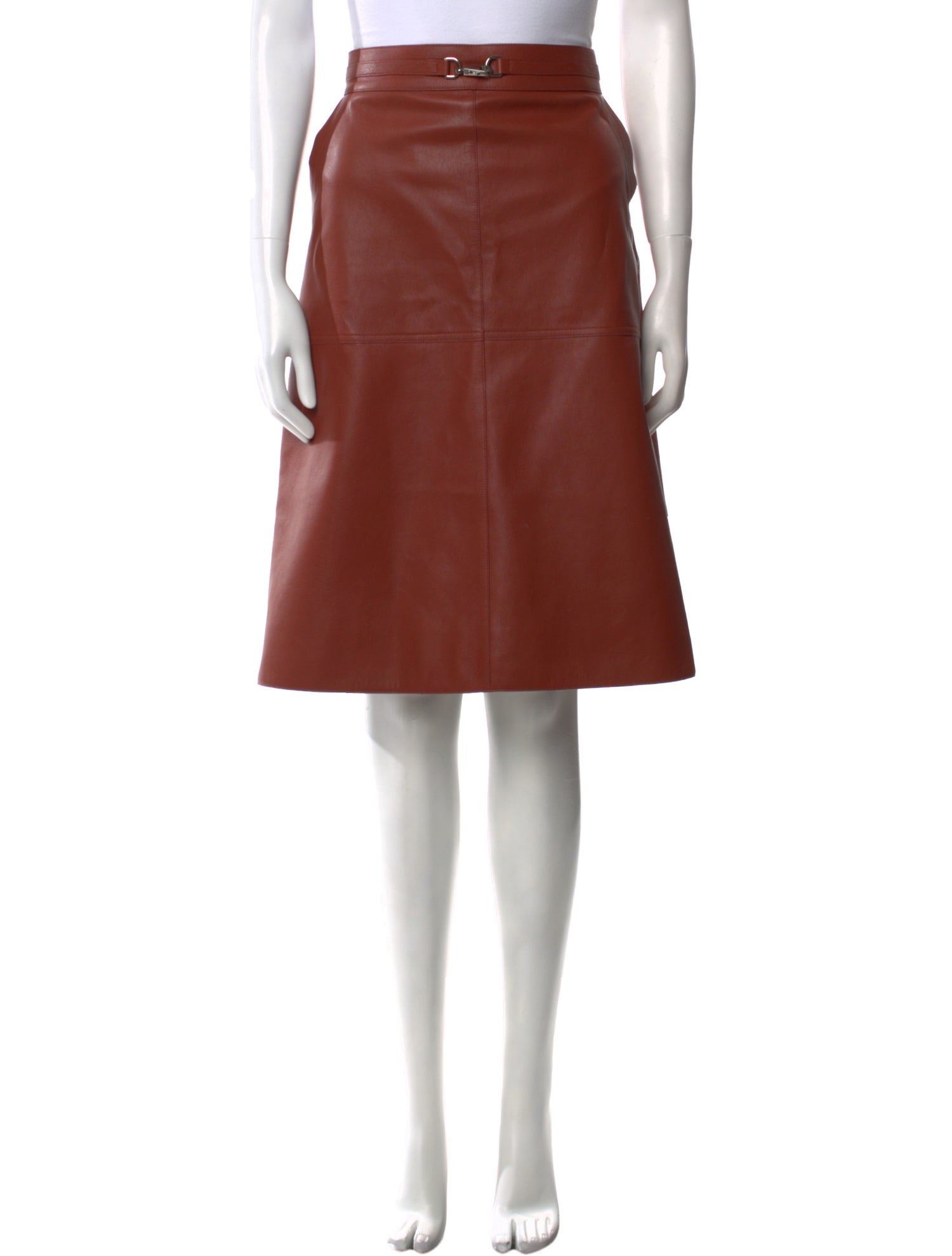 Hermès Leather Knee-Length Skirt