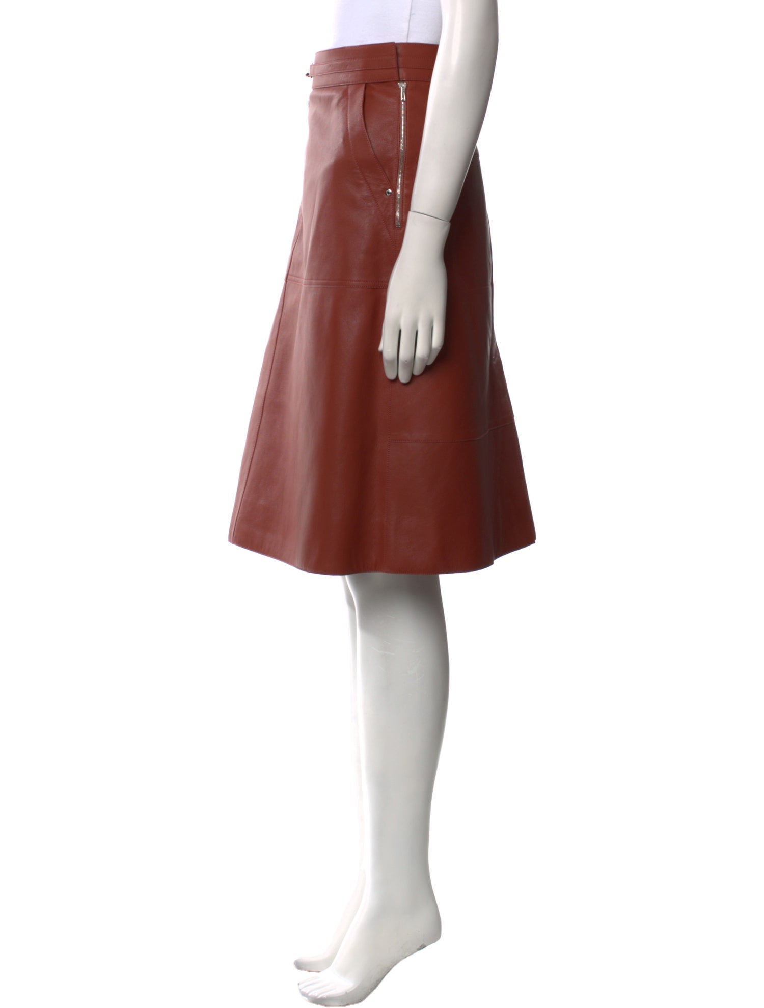 Hermès Leather Knee-Length Skirt
