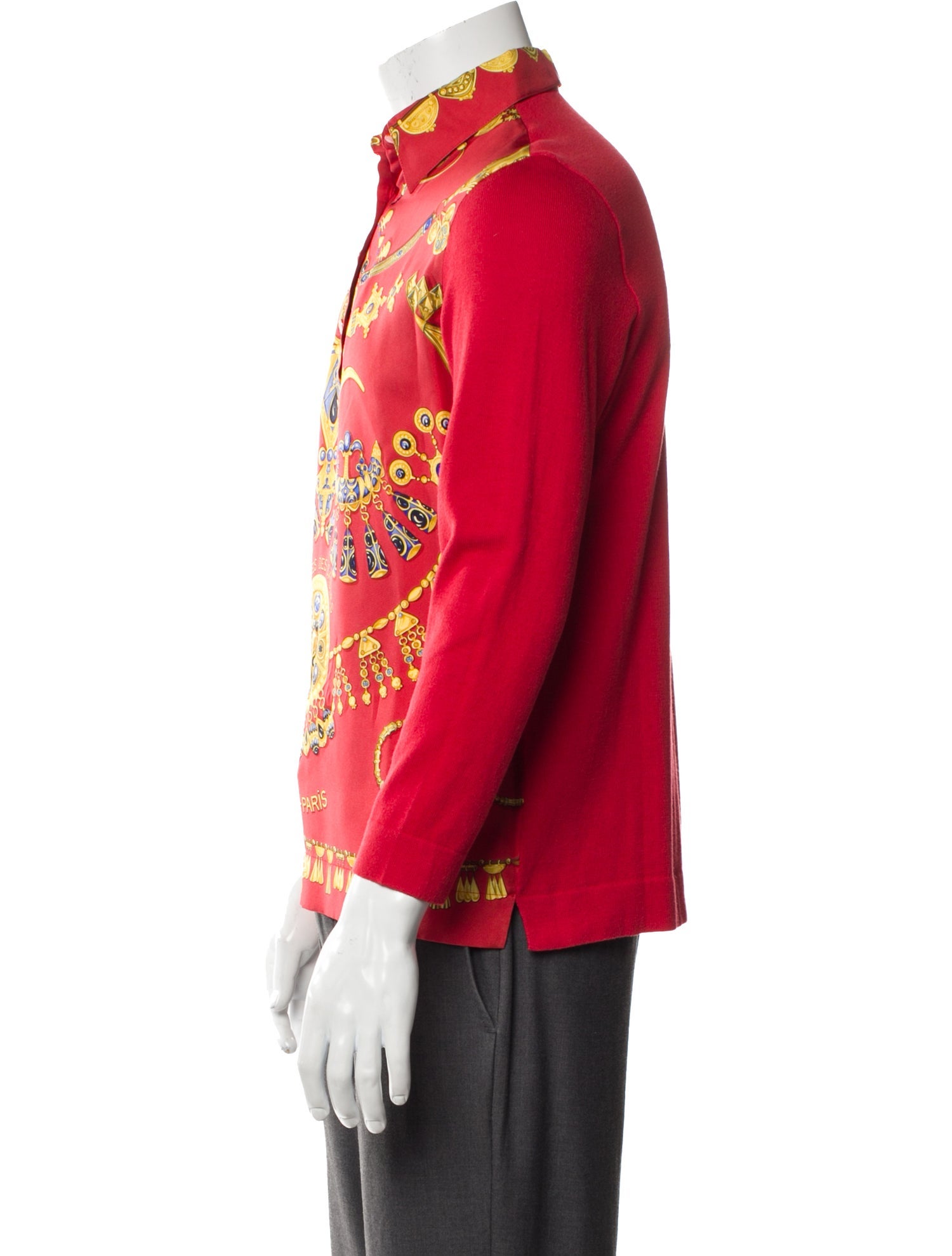 Hermès Silk Paisley Print Button-Up Top