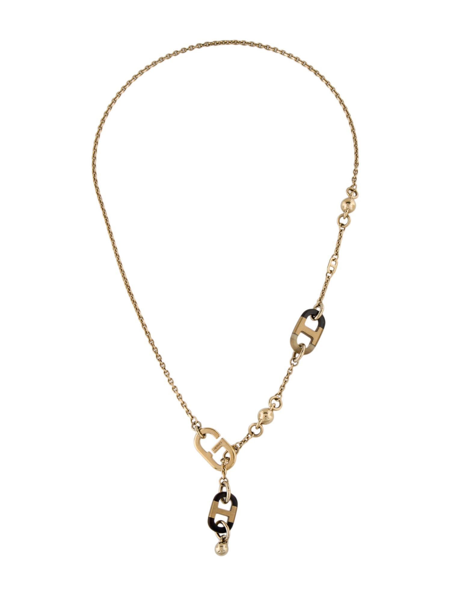 Hermès Horn & Lacquer Sur Mer Lariat Necklace