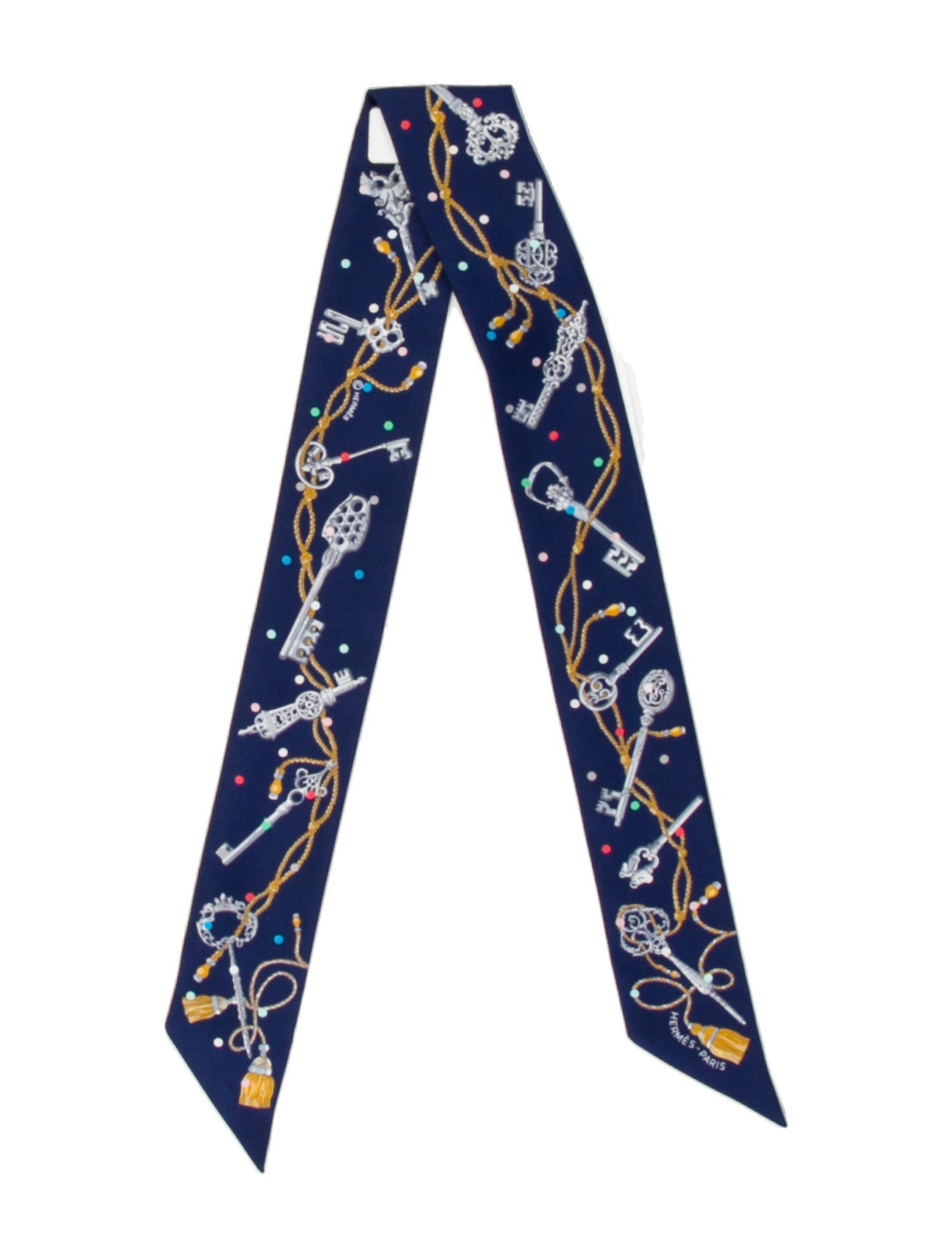 Hermès Les Cles A Pois Twilly Scarf w/ Tags