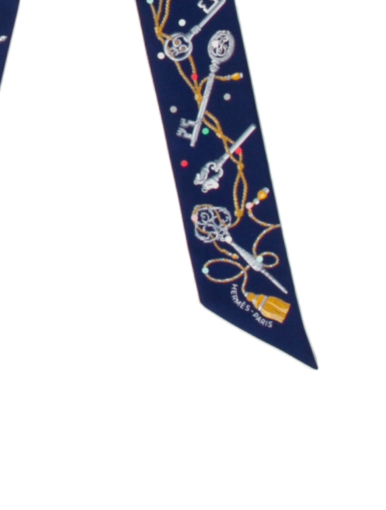 Hermès Les Cles A Pois Twilly Scarf w/ Tags