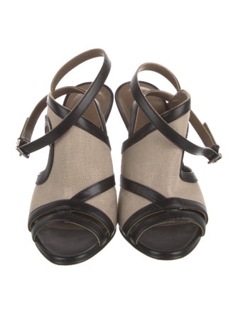 Hermès Canvas Colorblock Pattern Sandals