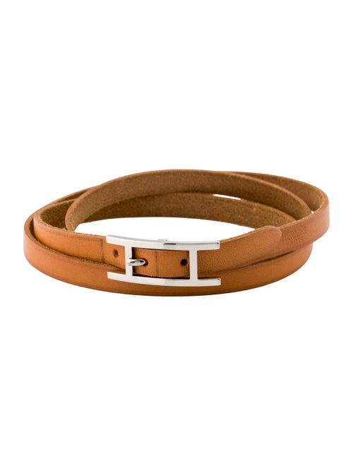 Hermès Leather Hapi 3 MM Wrap Bracelet