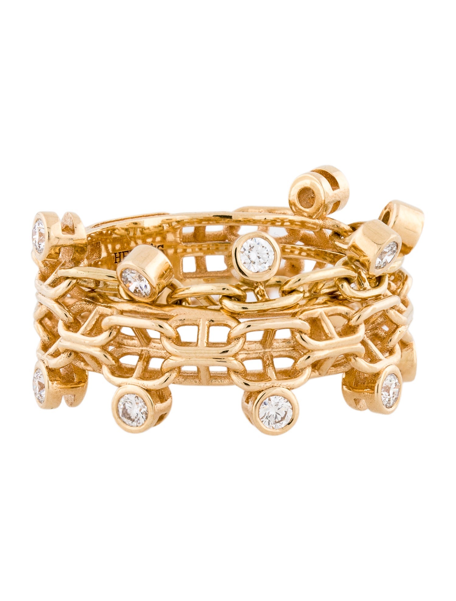 Hermès 18K Diamond Medium Chaine d'Ancre Calypso Ring