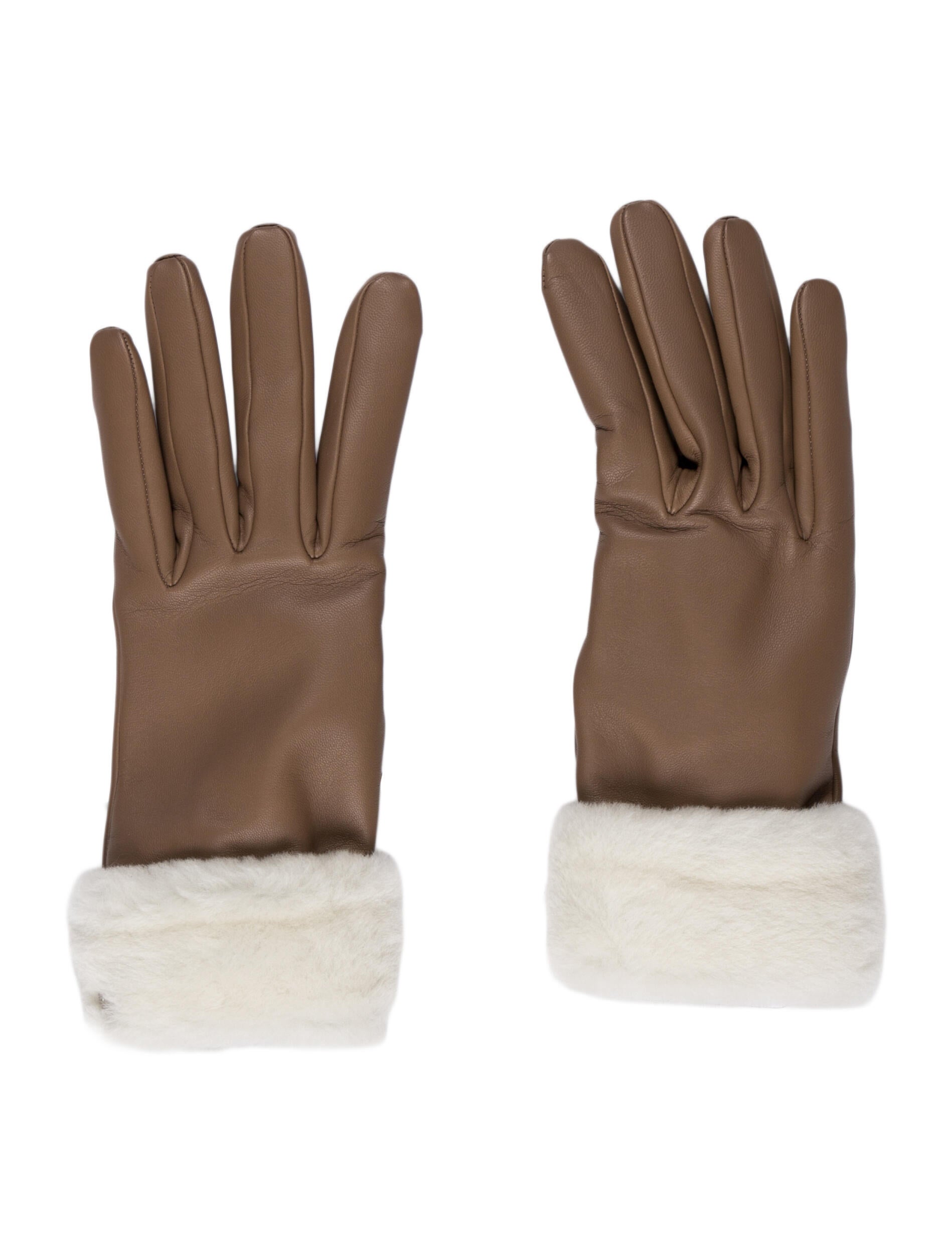Hermès Shearling Leather Gloves w/Tags