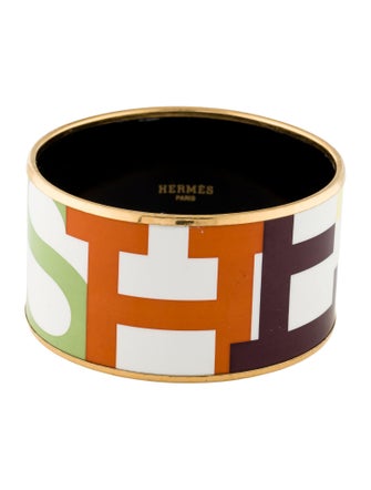Hermès Extra Wide Enamel Bangle Bracelet
