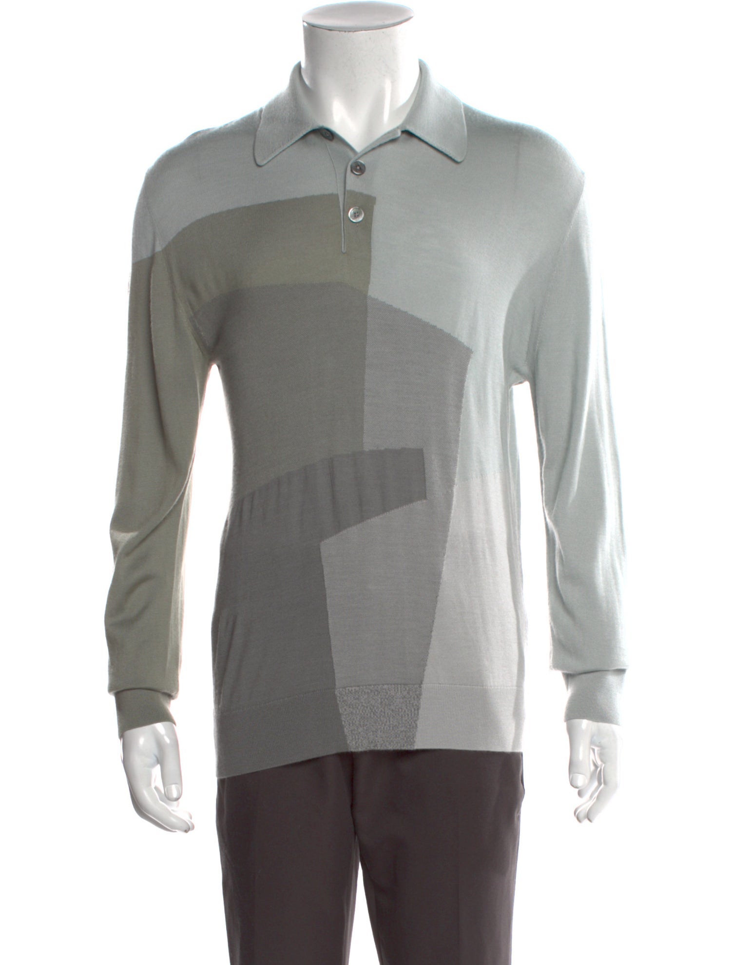 Hermès Cashmere Colorblock Pattern Polo Sweater