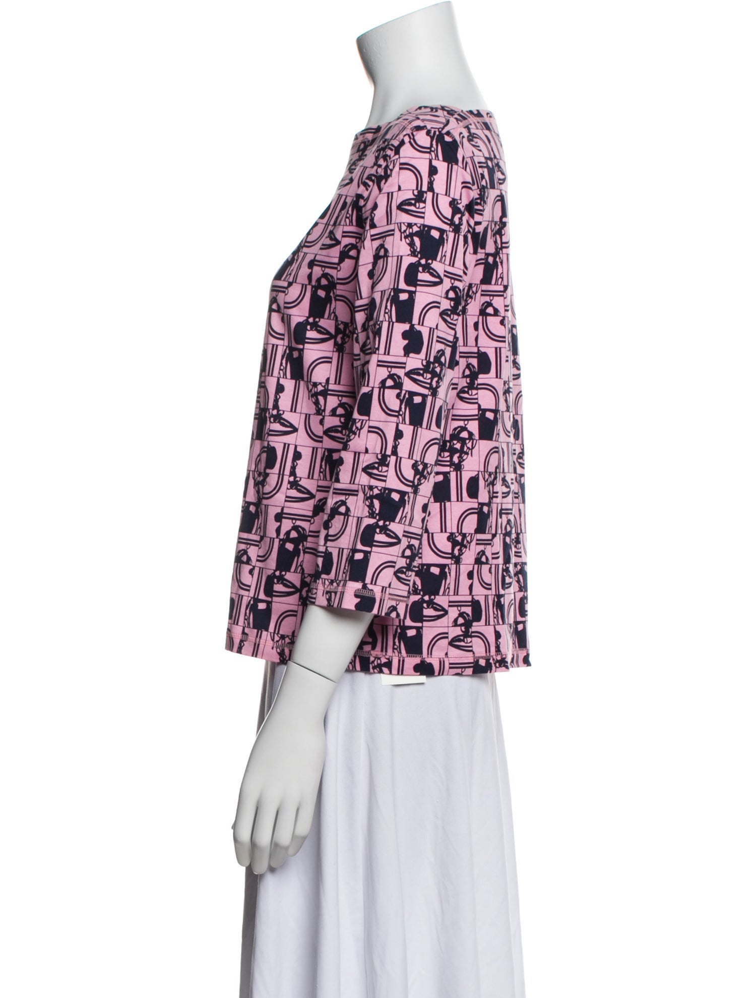 Hermès Printed Bateau Neckline Blouse