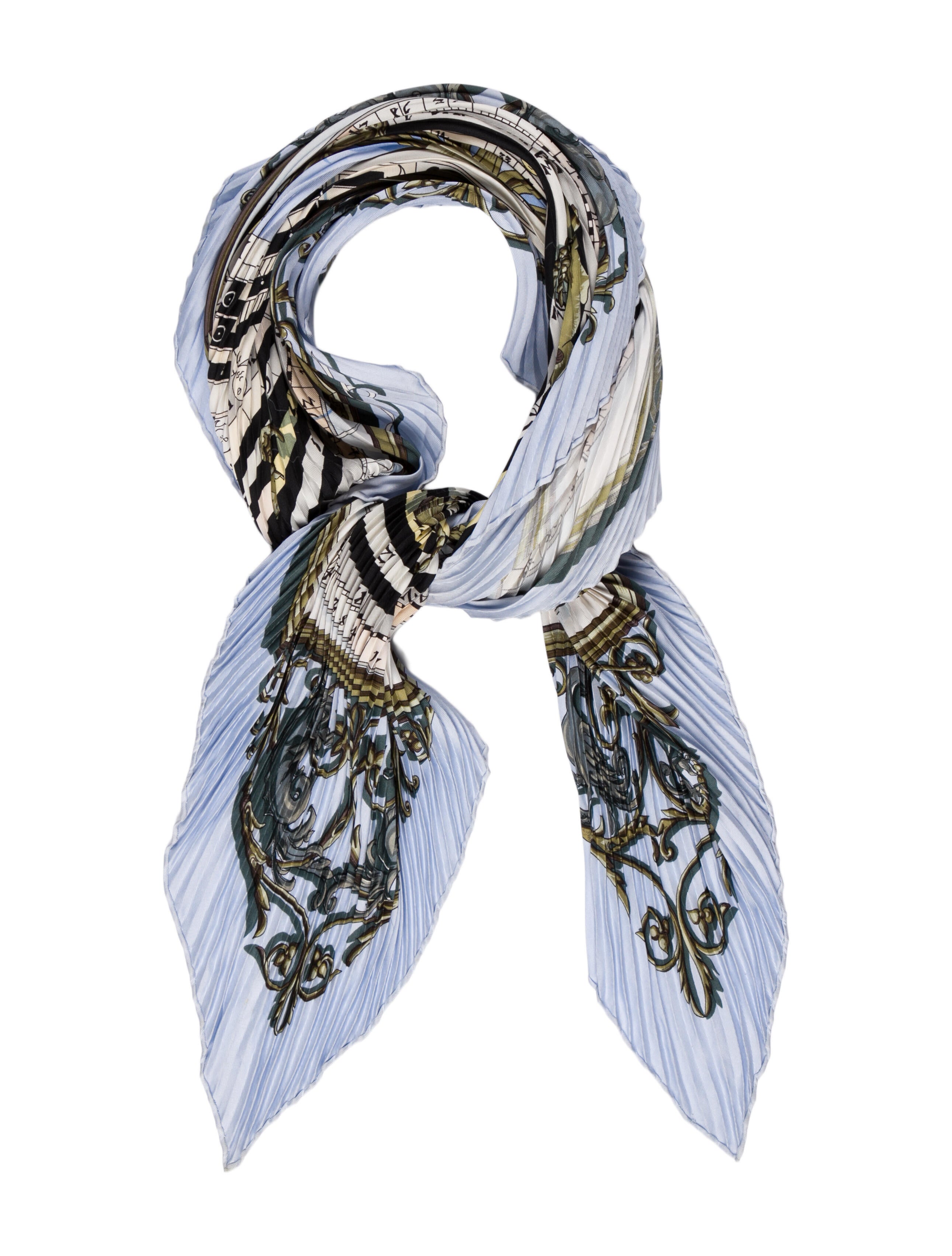 Hermès Dies Et Hore Silk Plissé Scarf
