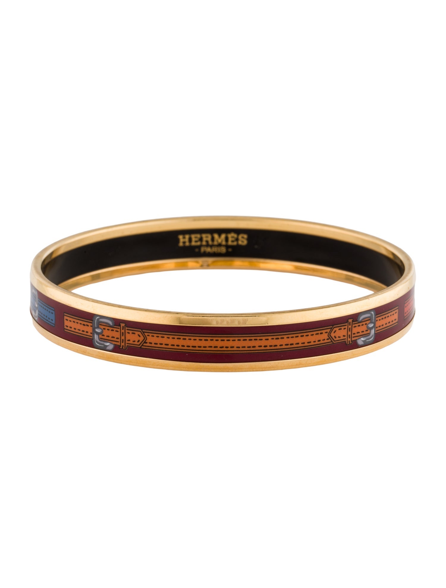 Hermès Narrow Enamel Bangle Bracelet