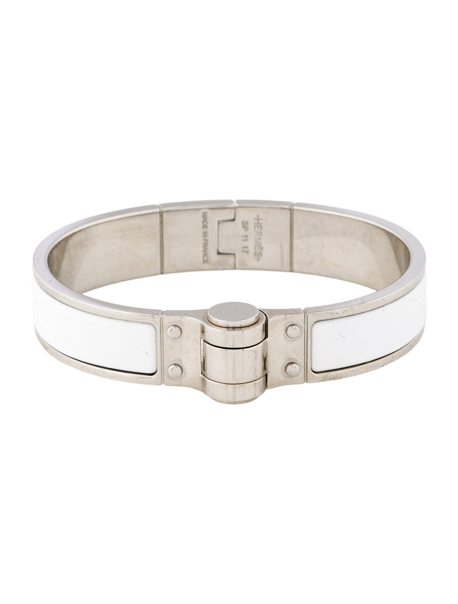 Hermès Enamel Hinged Narrow Bangle Bracelet