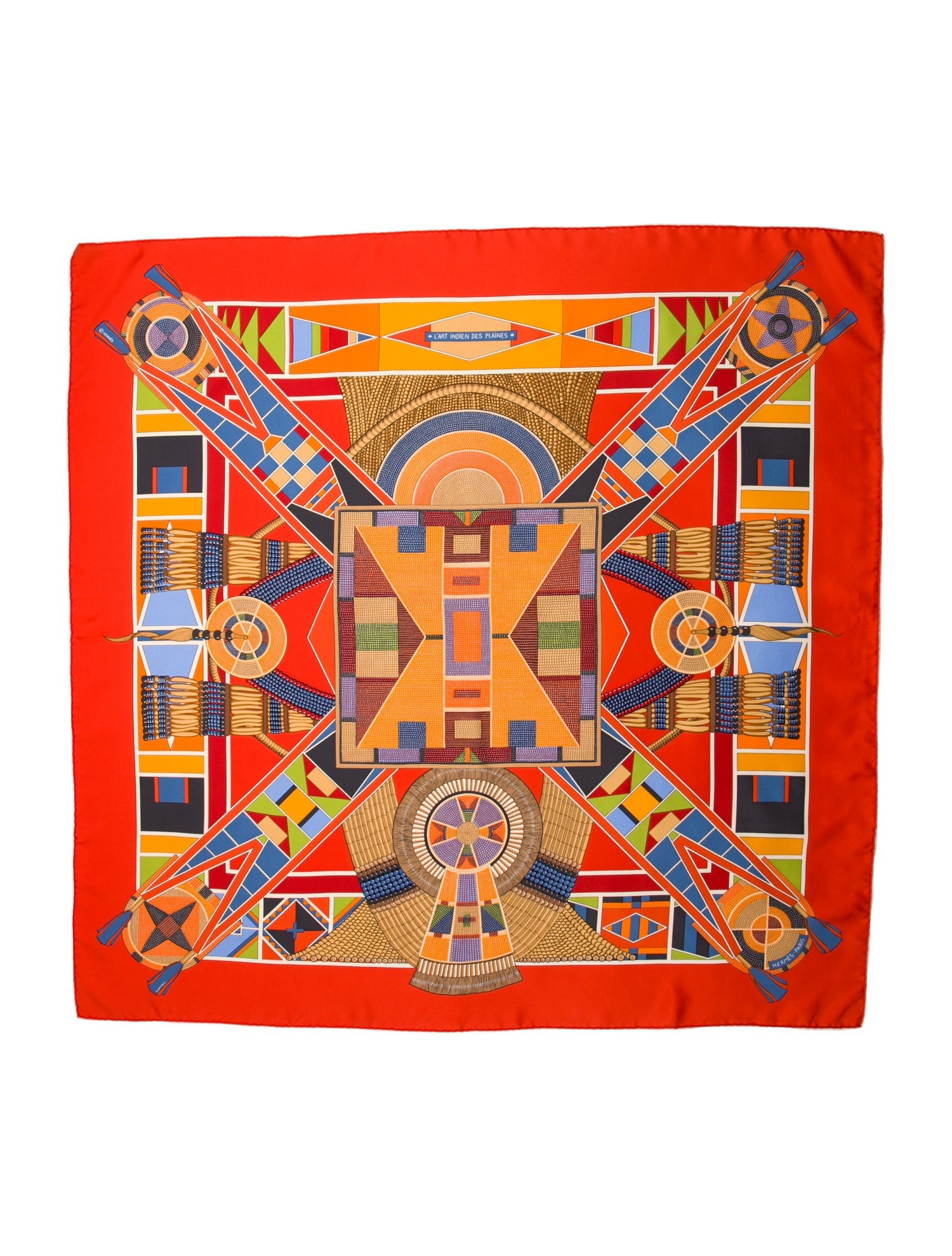 Hermès L'Art Indien Des Plaines Silk Scarf